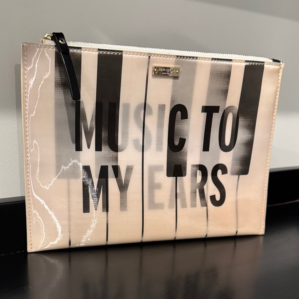 kate spade Black & Cream 'Music To My Ears' Vinyl Lenticular Pouch